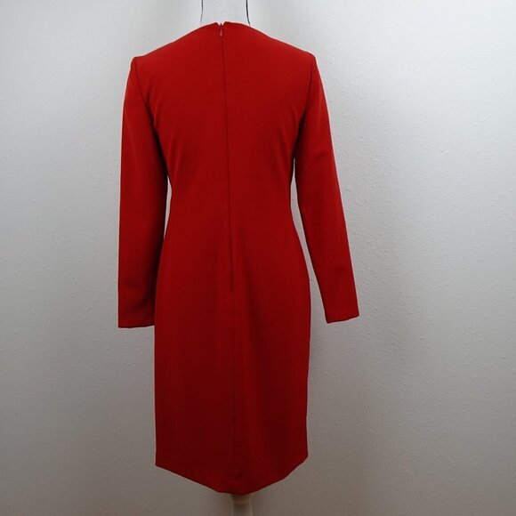 Ralph Lauren Red Cocktail Dress Women’s Size 2 Long Sleeve Surplice Lined - Picture 5 of 11